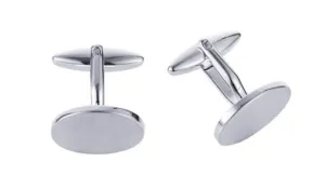 CUDWORTH Polished Rhodium Oval Cufflink