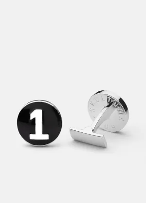 Cufflinks | The Racer | Silver | Black & White