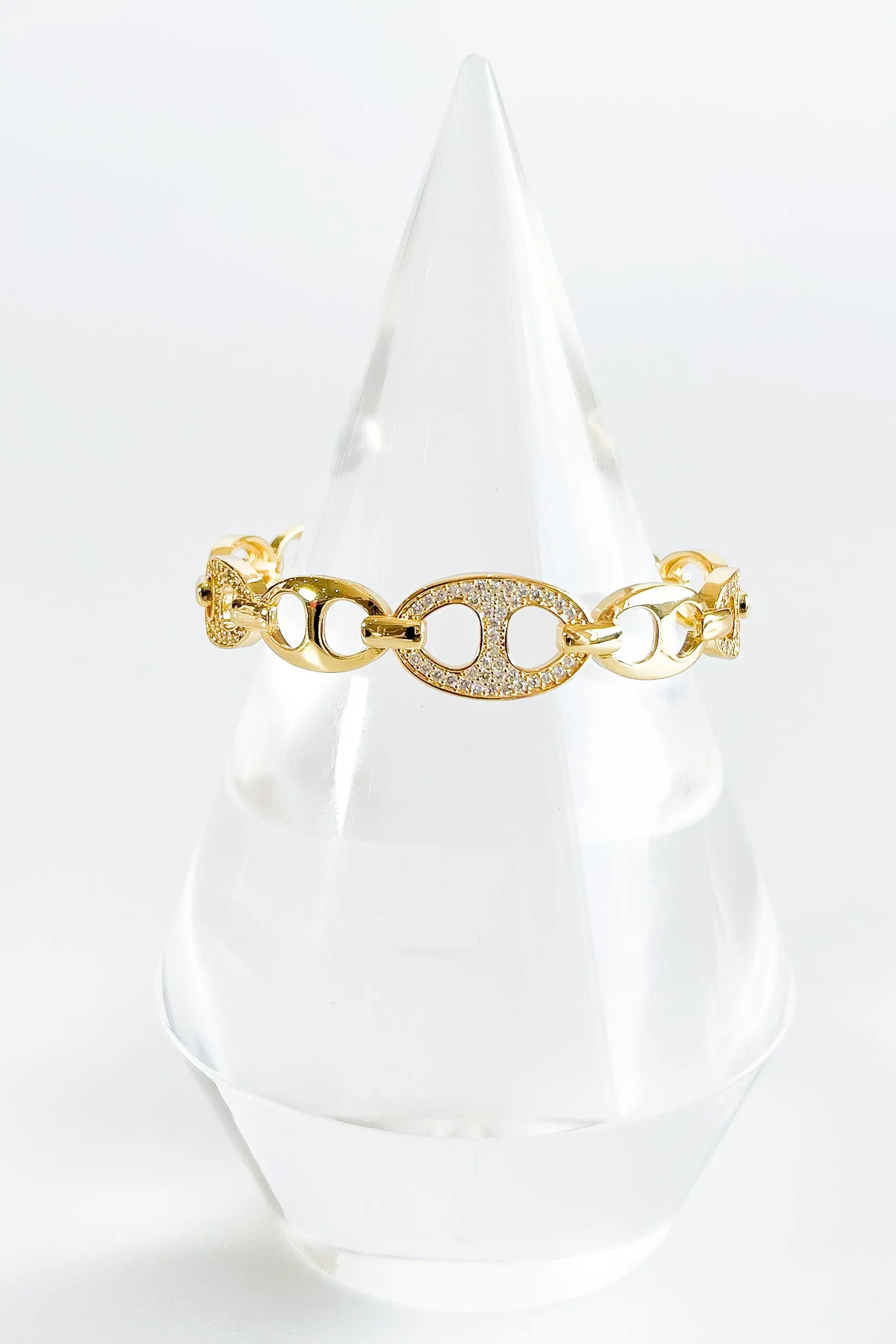 CZ Puff G Link Cuff Bracelet