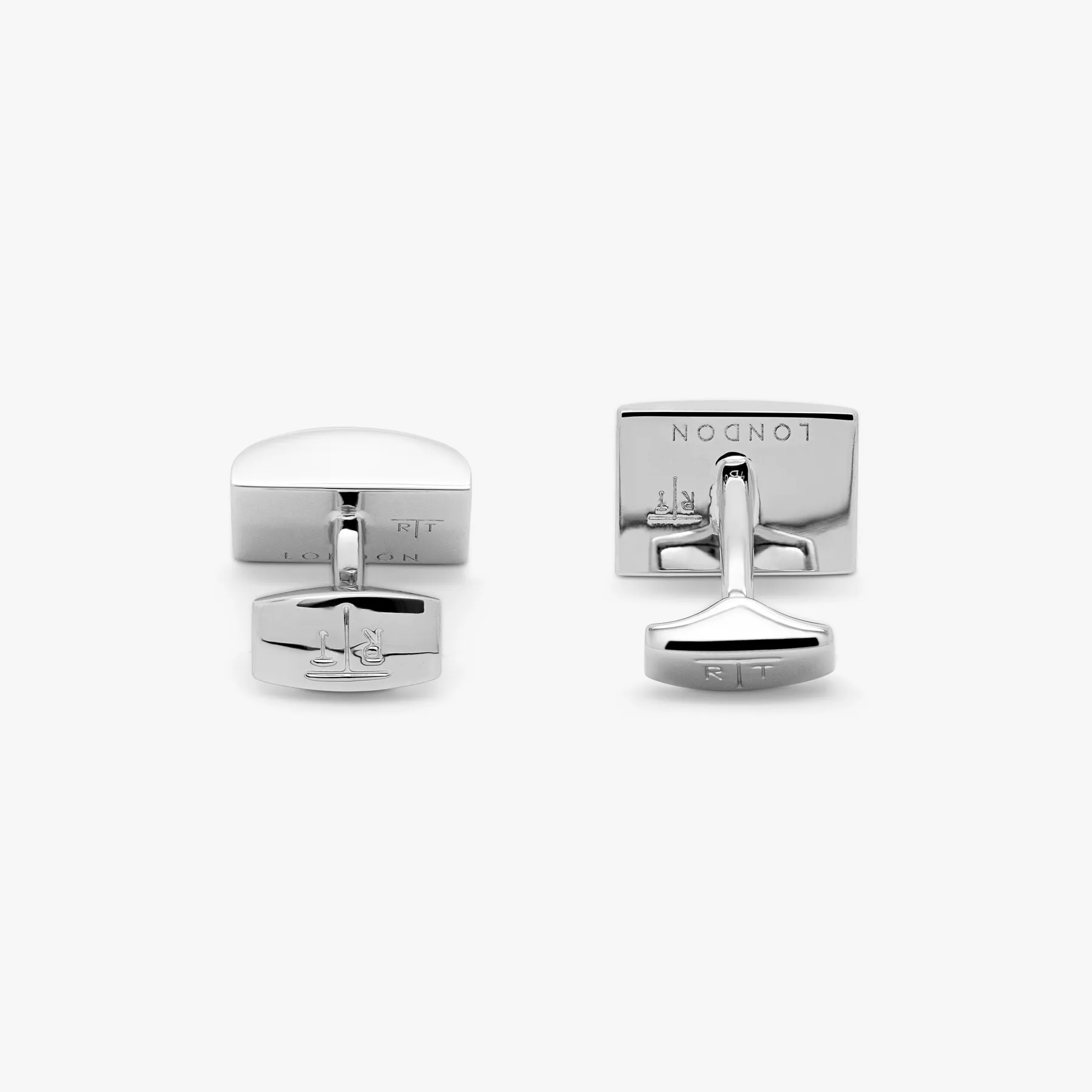 D Shape cufflinks with black carbon fibre in palladium