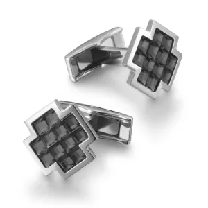 Dalvey SIGNATURE CRUX CUFFLINKS Swarovski Black