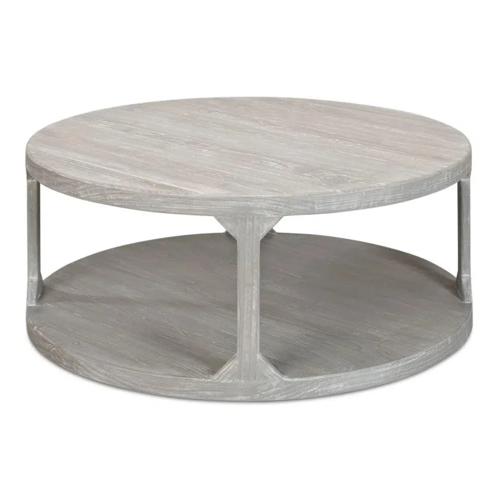 Devon Round Coffee Table With Storage Shelf Moonskin Grey