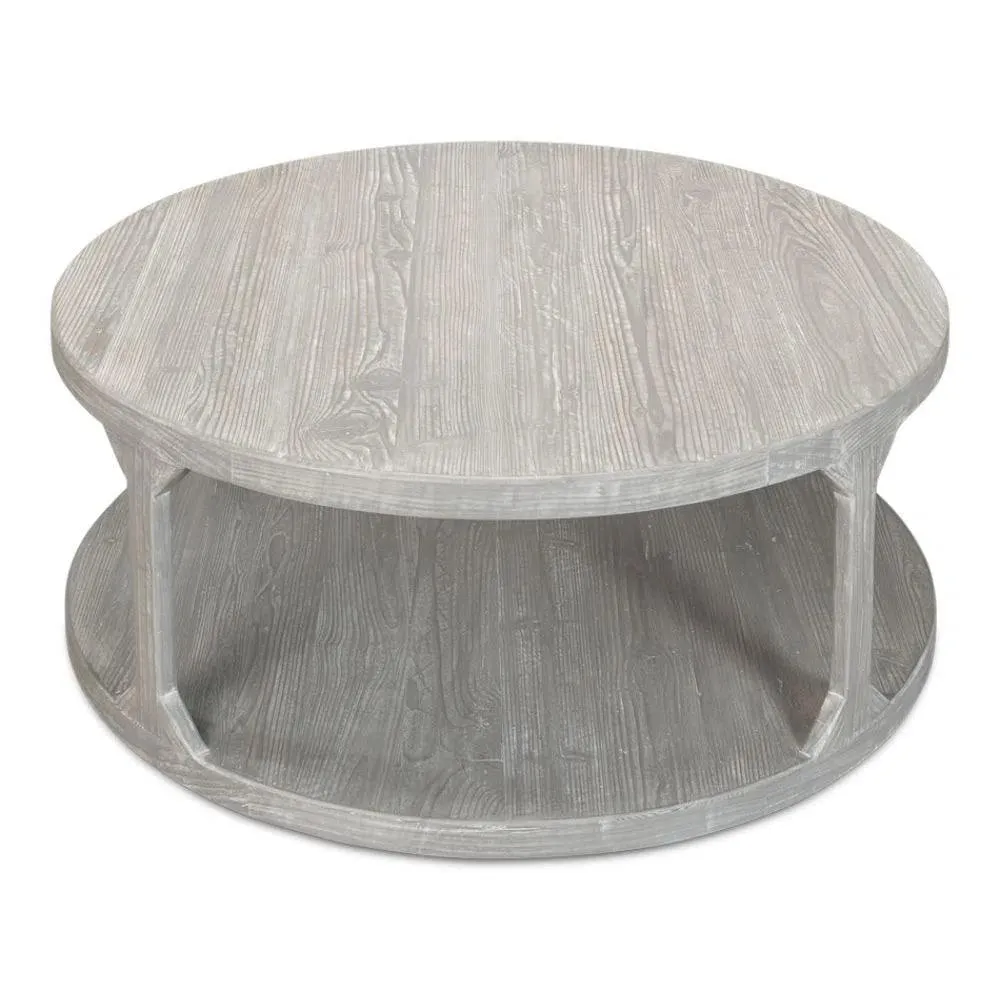 Devon Round Coffee Table With Storage Shelf Moonskin Grey