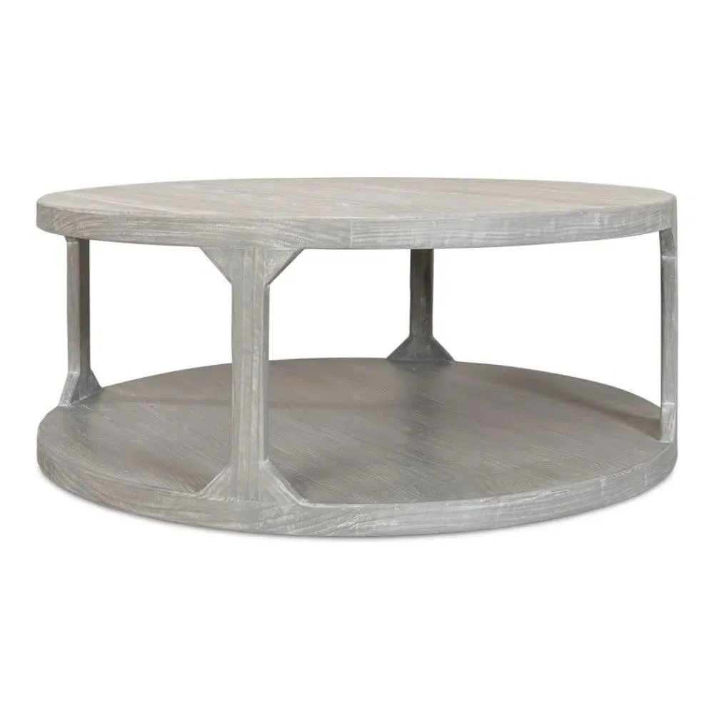 Devon Round Coffee Table With Storage Shelf Moonskin Grey