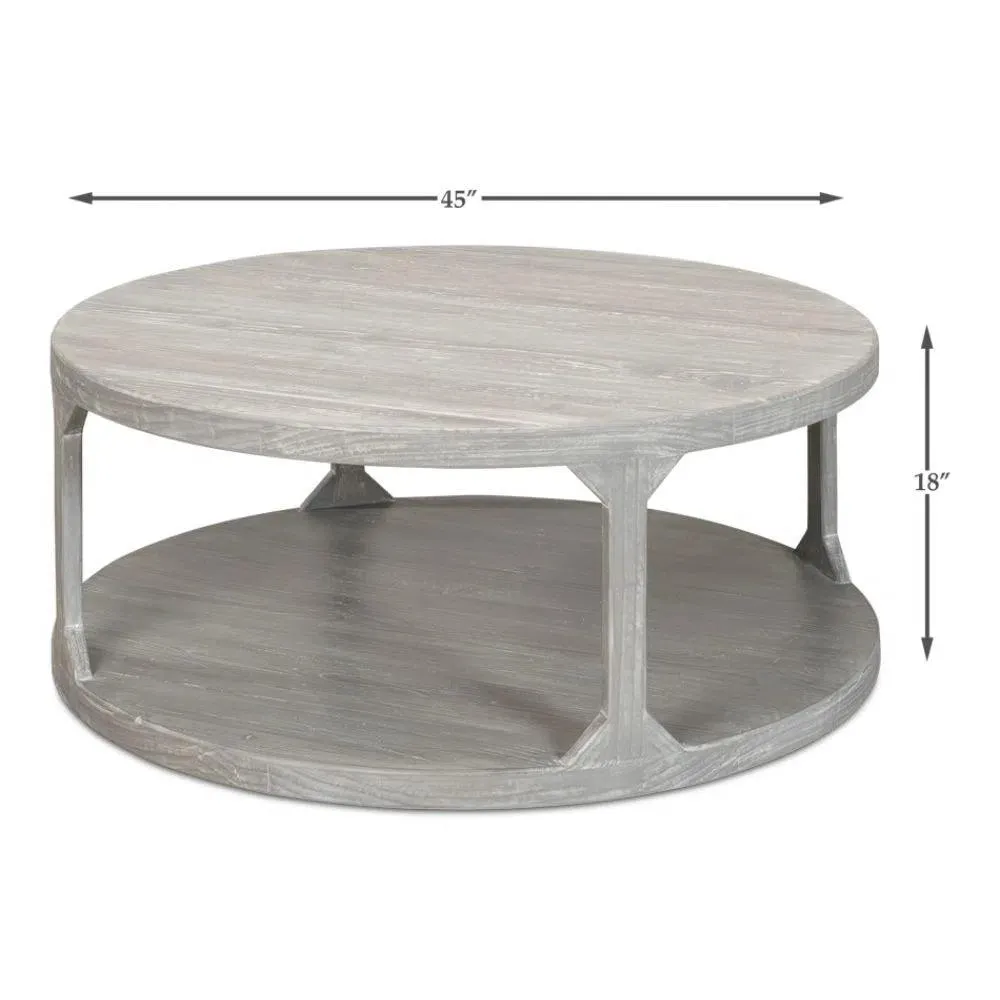 Devon Round Coffee Table With Storage Shelf Moonskin Grey