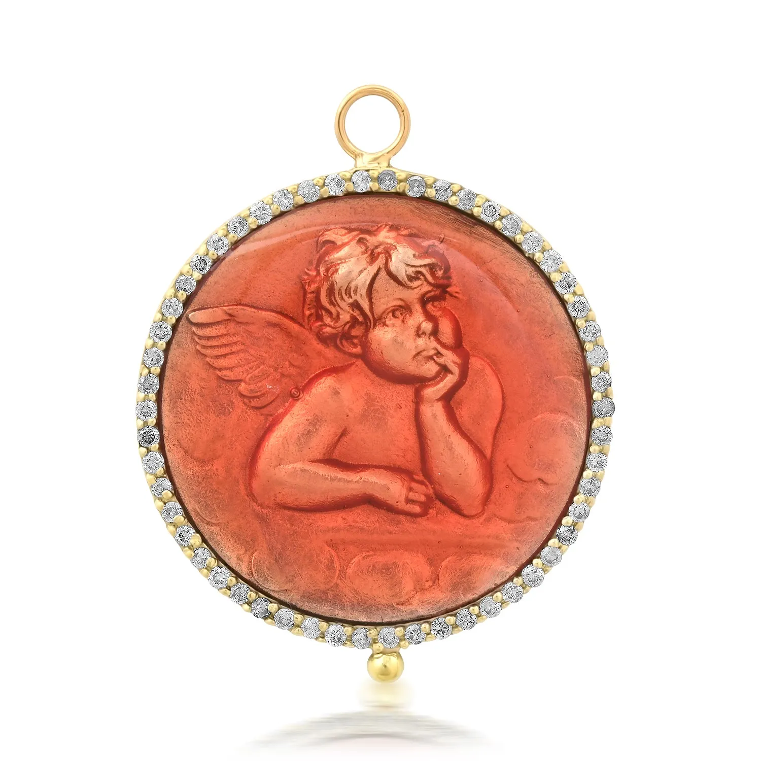 Diamond & Enamel Angel Pendant Charm