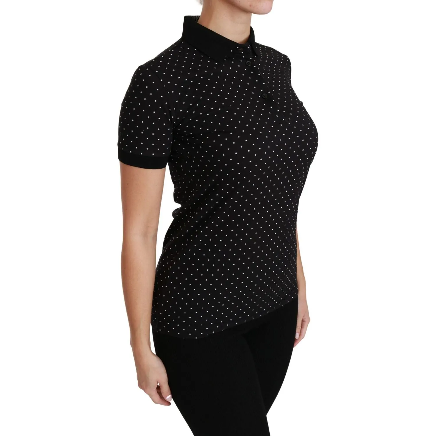 Dolce & Gabbana Elegant Black Dotted Polo Shirt