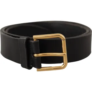 Dolce & Gabbana Elegant Black Leather Belt with Metal Buckle