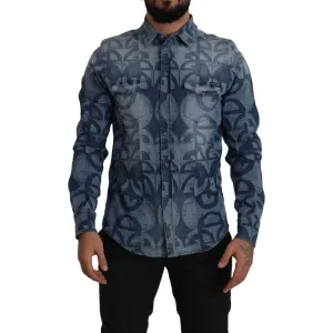 Dolce & Gabbana Elegant Slim Fit Casual Blue Men's Shirt