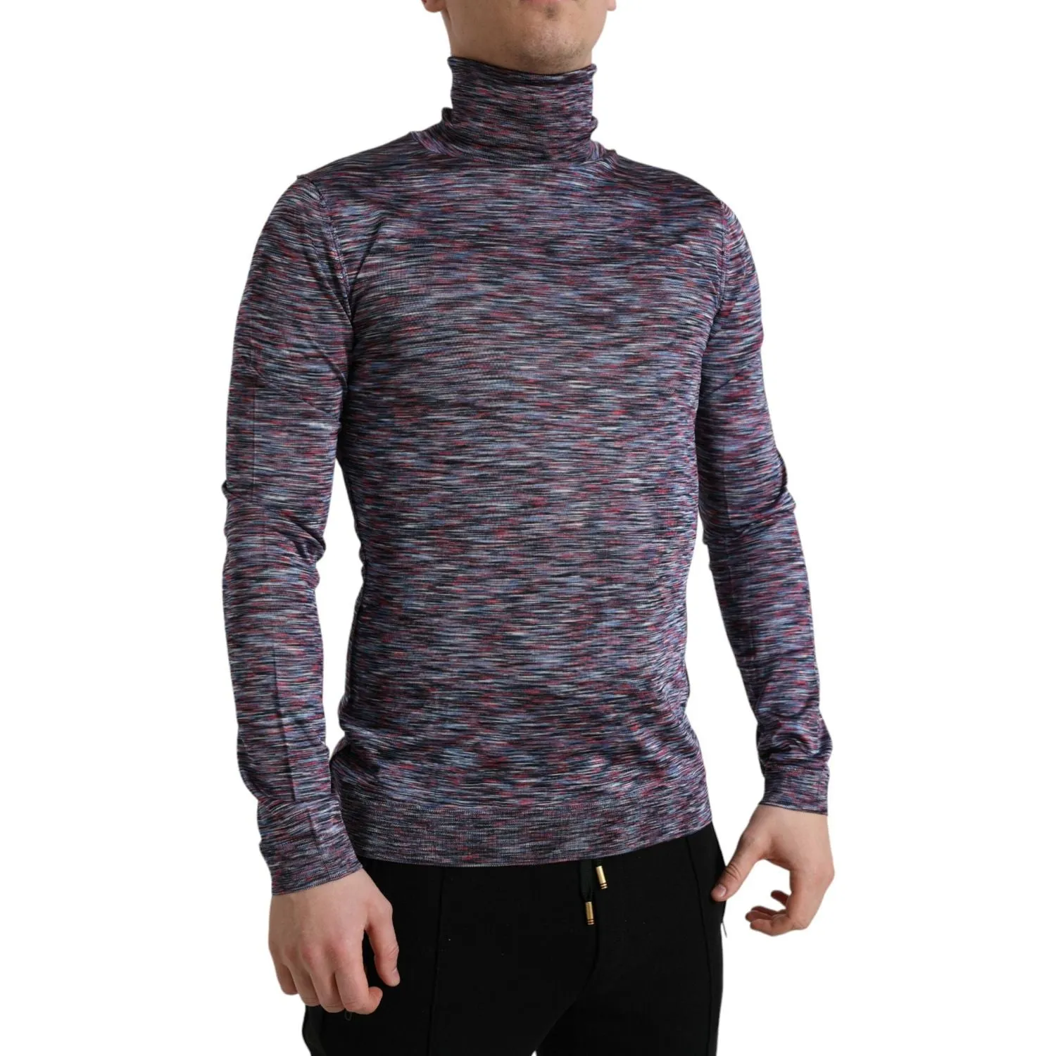 Dolce & Gabbana Elegant Turtleneck Pullover Sweater in Blue Purple