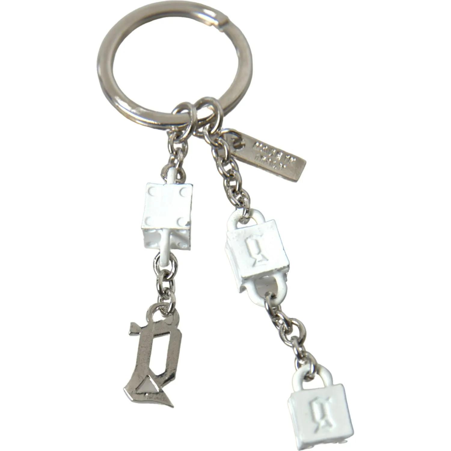 Dolce & Gabbana Silver Brass Logo Charm Keychain