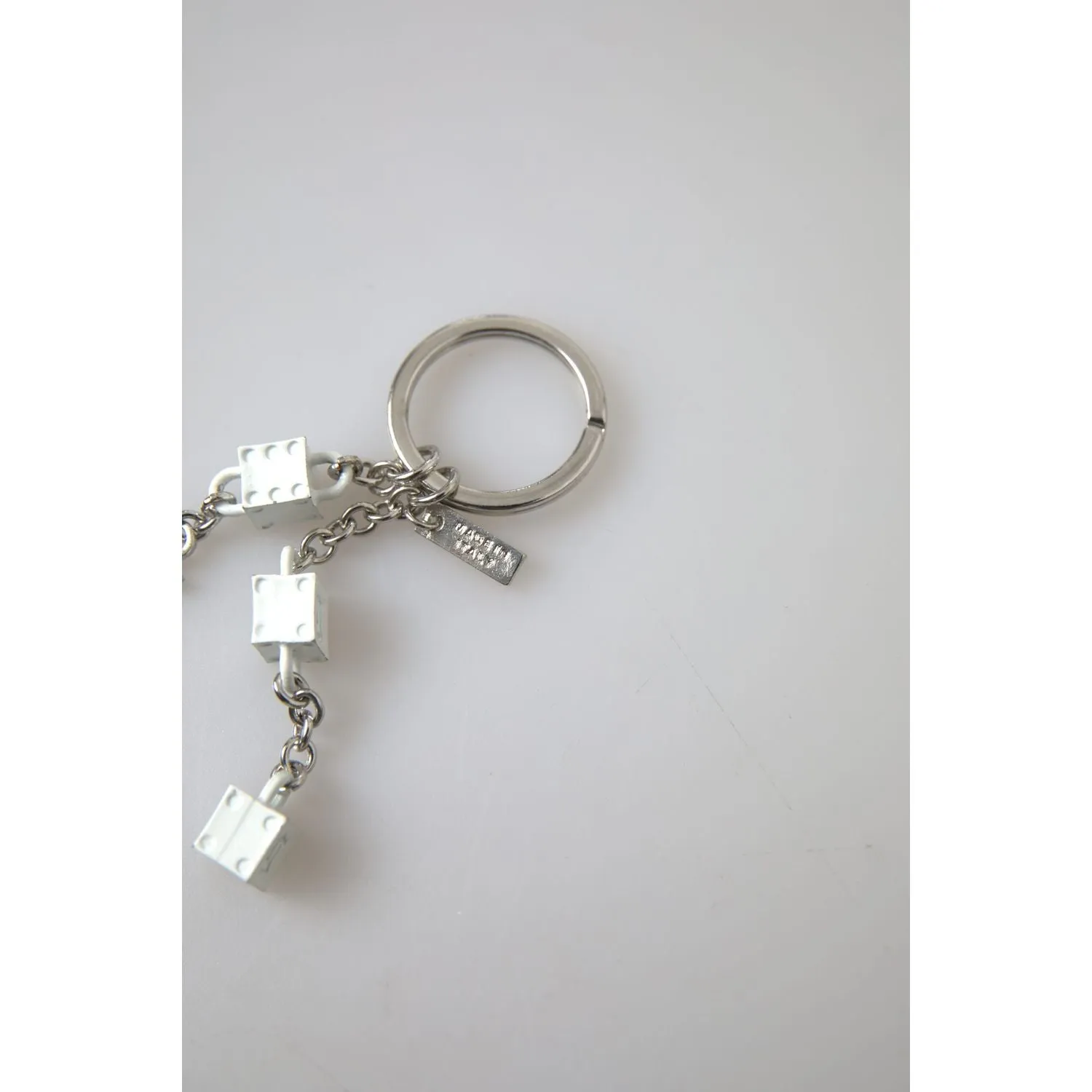 Dolce & Gabbana Silver Brass Logo Charm Keychain