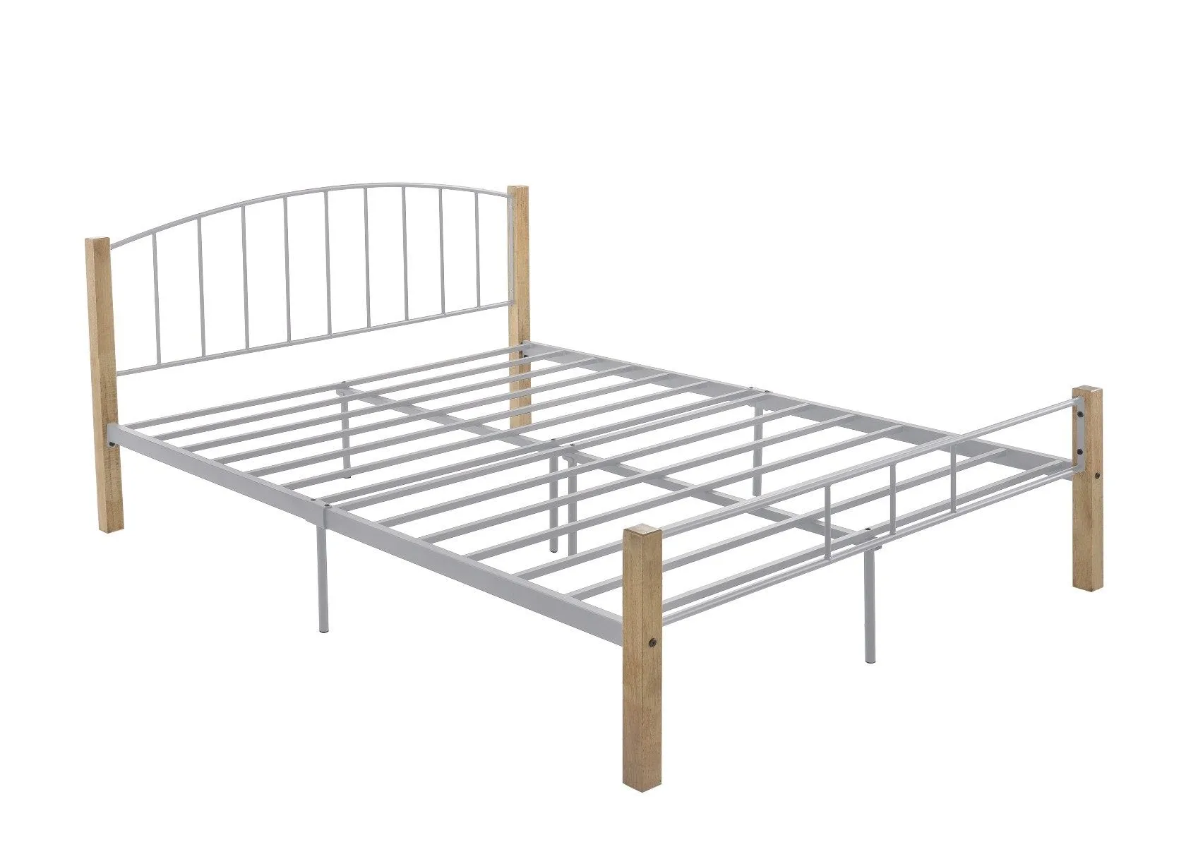 Double Bed frame w/ solidwood post in Natural   Silver