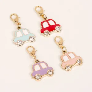 Enamel Car Charm with Rhinestone Wheels - 4 Colors Available