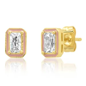 Enamel CZ Baguette Studs