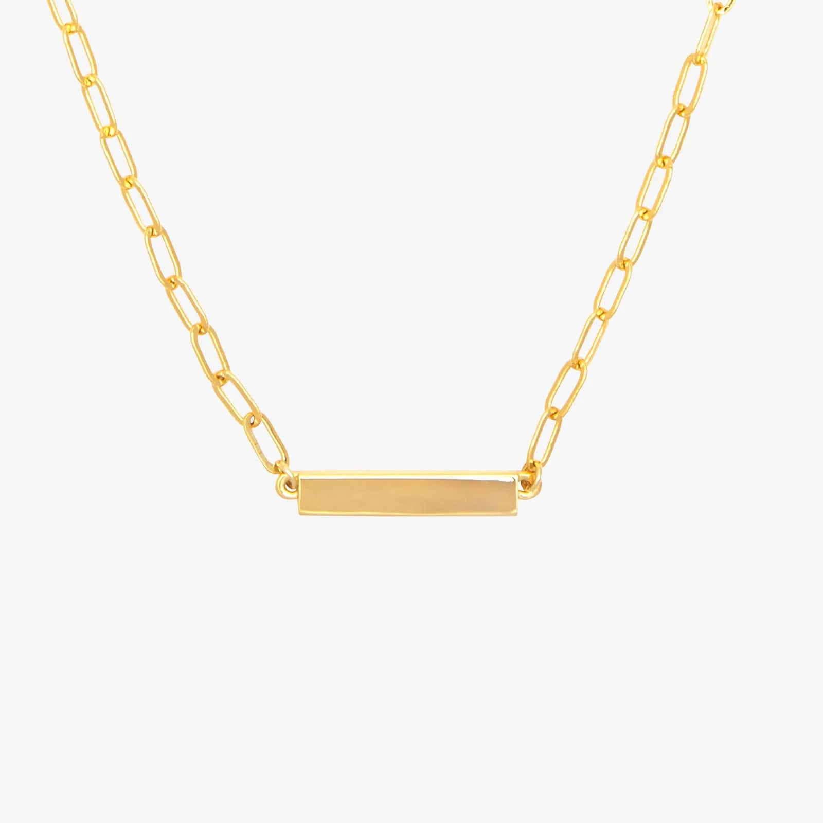 Engravable Paperclip Chain Bar Necklace