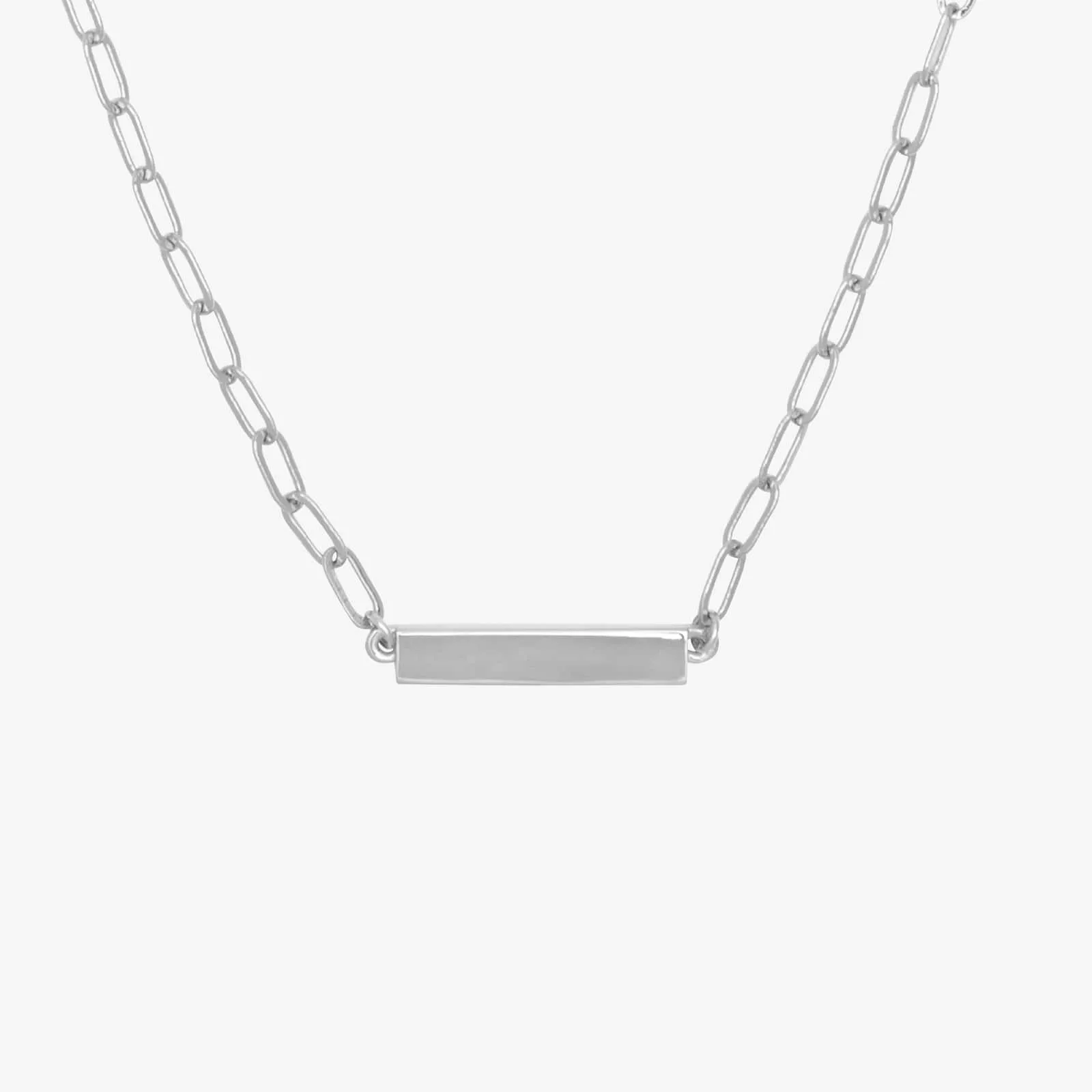 Engravable Paperclip Chain Bar Necklace