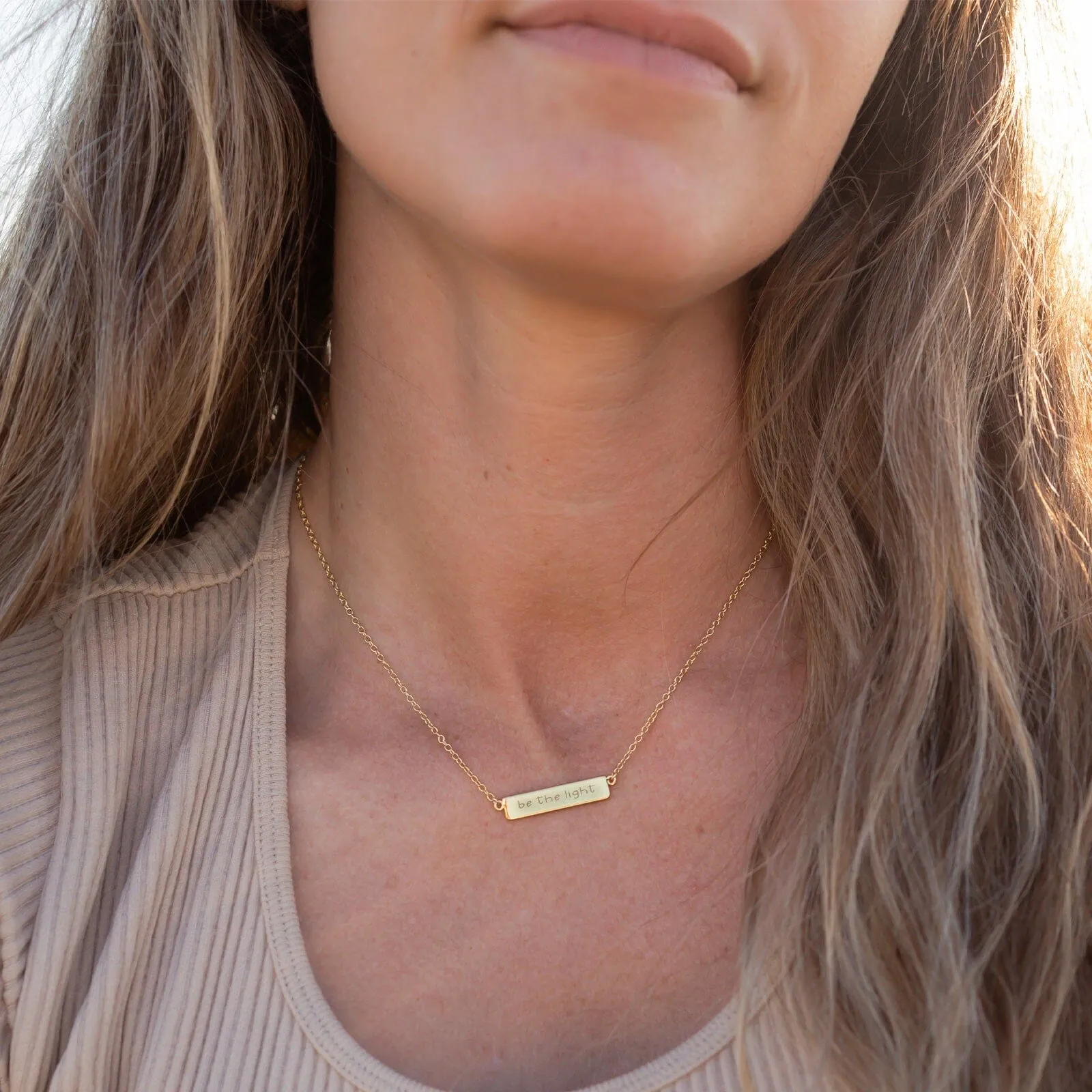 Engravable Paperclip Chain Bar Necklace