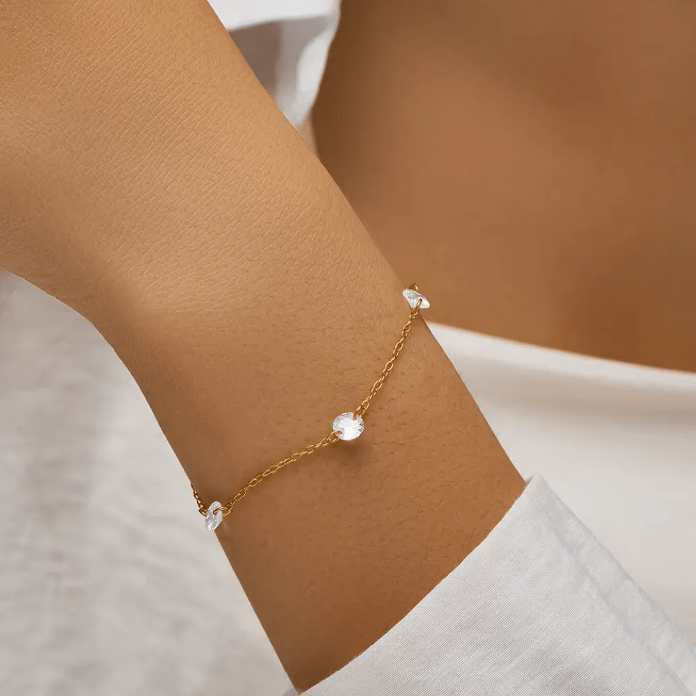 Eternal Glow Bracelet - 18k Gold Plated Sterling Silver with AAAAA Cubic Zirconia