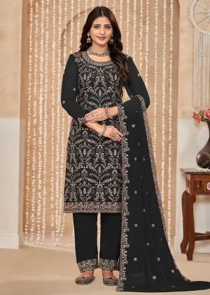 Festive Style Black Zari Embroidered Salwar Suit