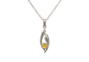 Flowing Cabochon Gemstone Pendant, White Gold