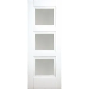 Franklin White Prime 3 Panel Frosted Glaze Door