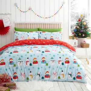 Fusion Christmas Snowman Duvet Cover Set - Duck Egg