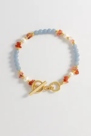 Gemstone Pearl T-Bar Bracelet