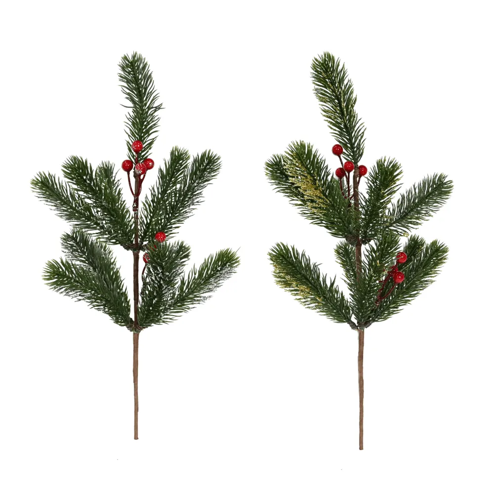 Glitter Pine and Berries Pick Asst (41cm)