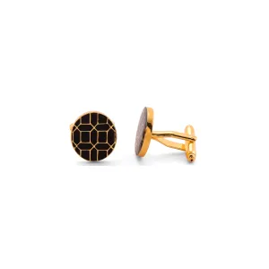 Gold & Enamel Cufflinks - Geometrico - Black & Gold