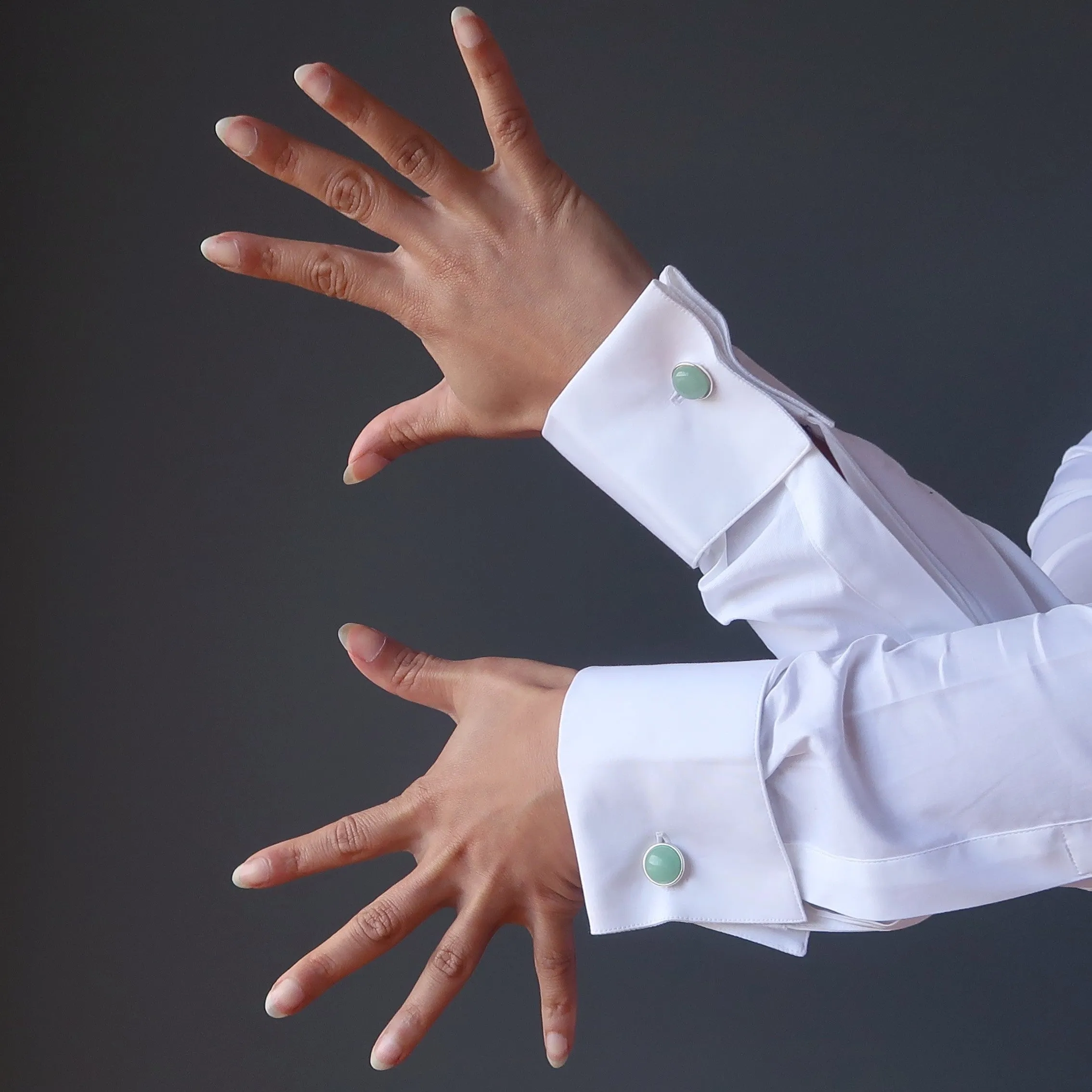 Green Aventurine Cufflinks Dress for Success Elite Gems in Silver