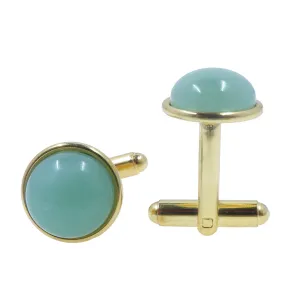 Green Aventurine Cufflinks Money Energy Go for Gold Gemstones