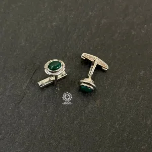 Green Silver Cufflinks