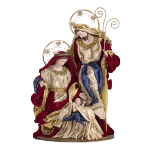 HOLY FAMILY - NATIVITY SET WITH FABRIC CLOTHING