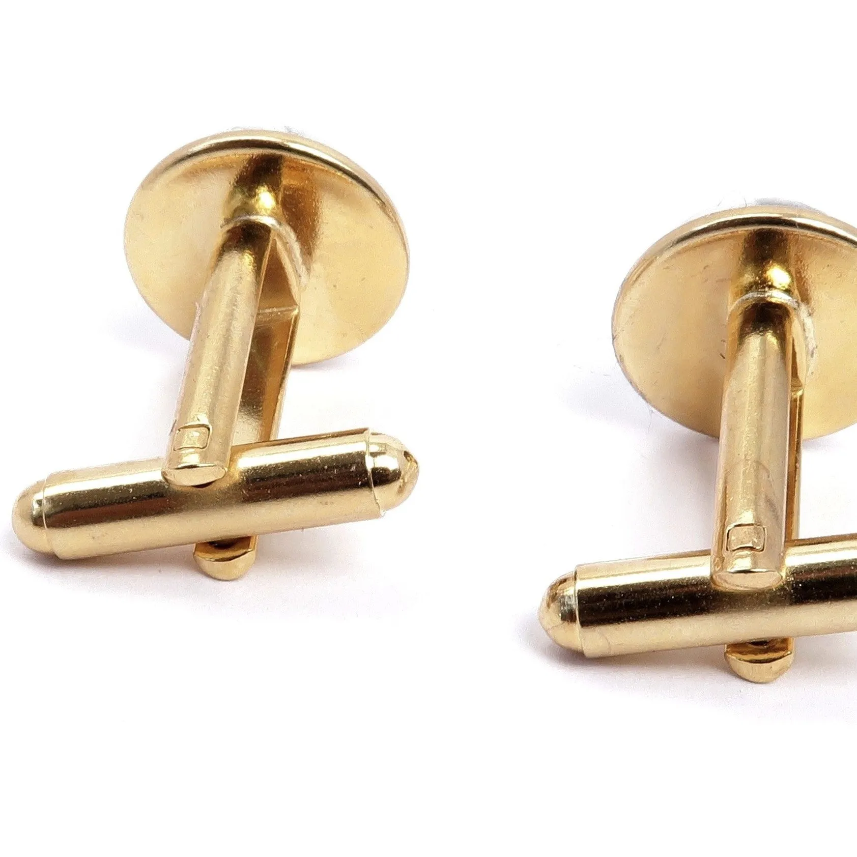 Howlite Cufflinks Creative Motions Round White Stone in Gold