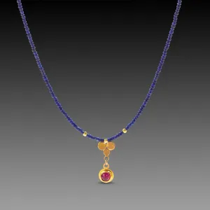 Lapis, Ruby and Gold Trio Necklace