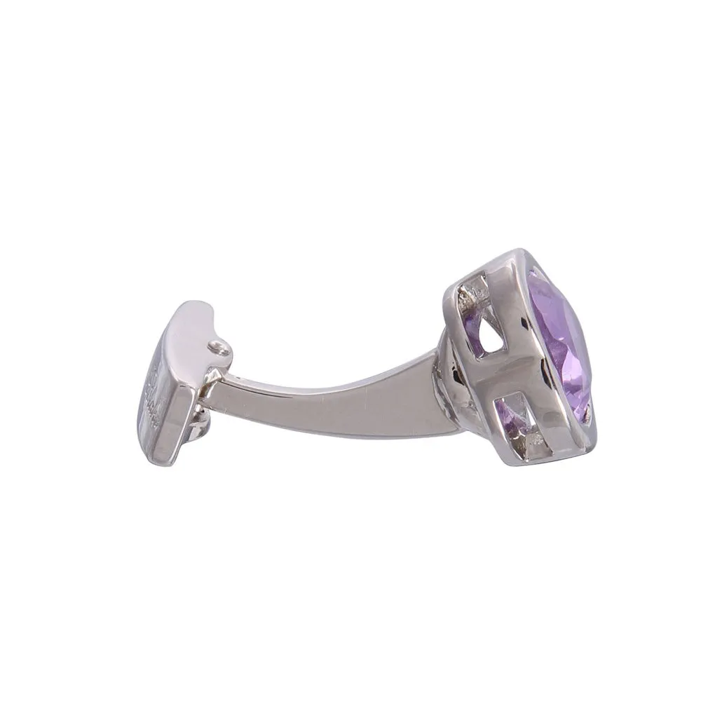 Lilac Gemstone Heart Cufflinks