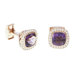 Made Man - Amethyst and Diamond Cufflinks in 18 Karat Amber Hue Gold - Red Gold®