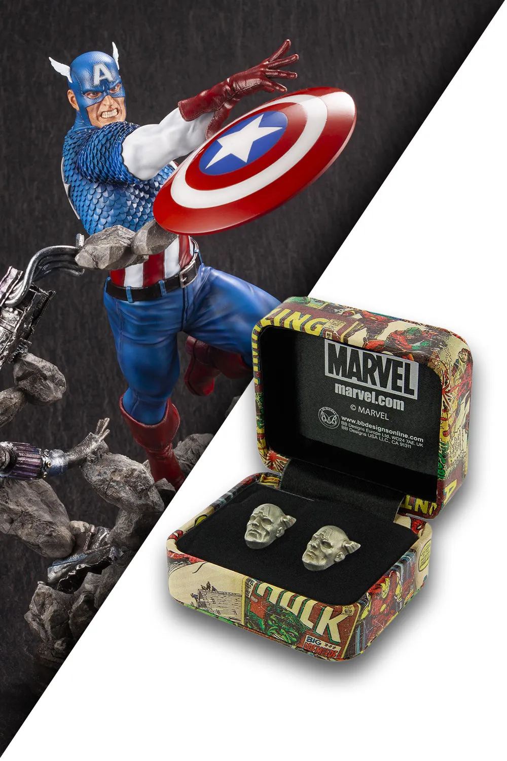 Marvel Comics Men’s Super Hero Captain America 3D Cufflinks