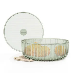 Metal Fruitbasket With Mesh Lid & Basket - Fruit And Vegetable Holder