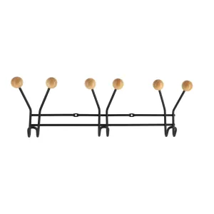 Metal Hook Rack With 6 Wooden Balls - Black/Wood