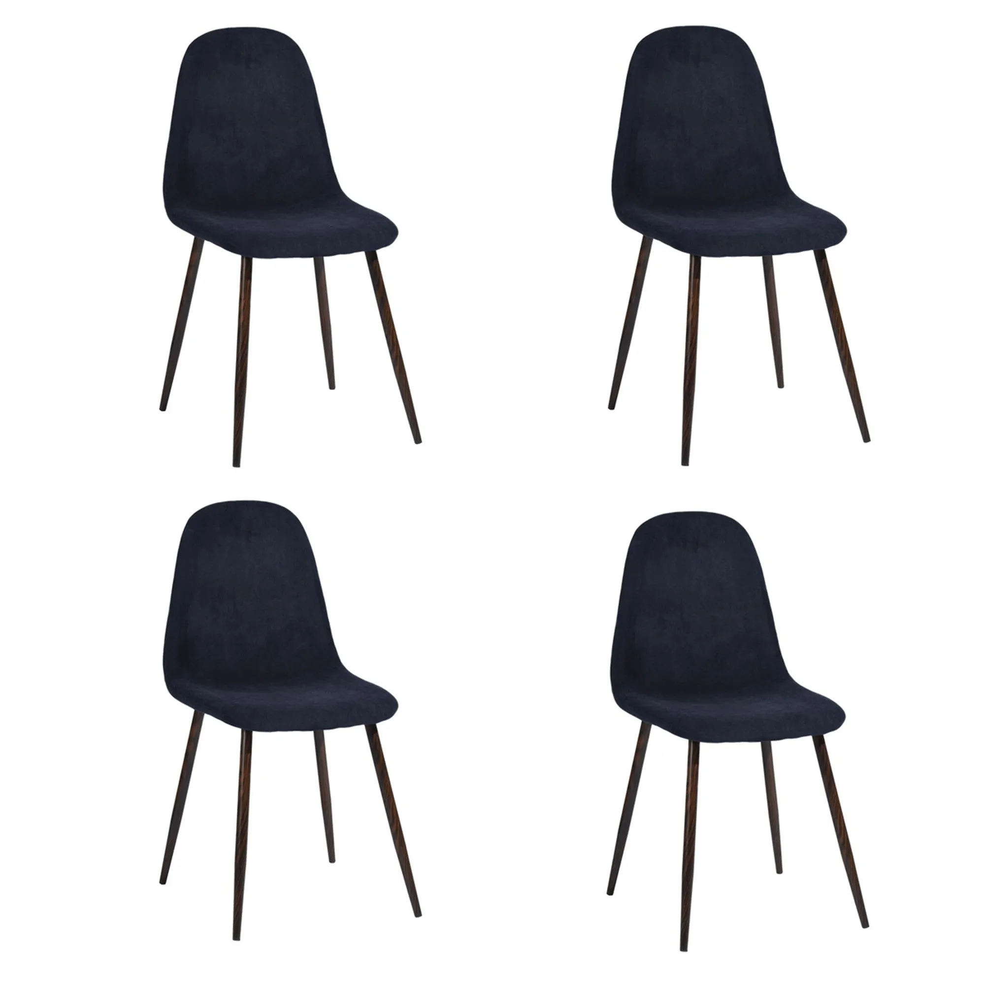 Mid-Century Modern Fabric Dining Chairs with Walnut Painting legs (Set of 4)