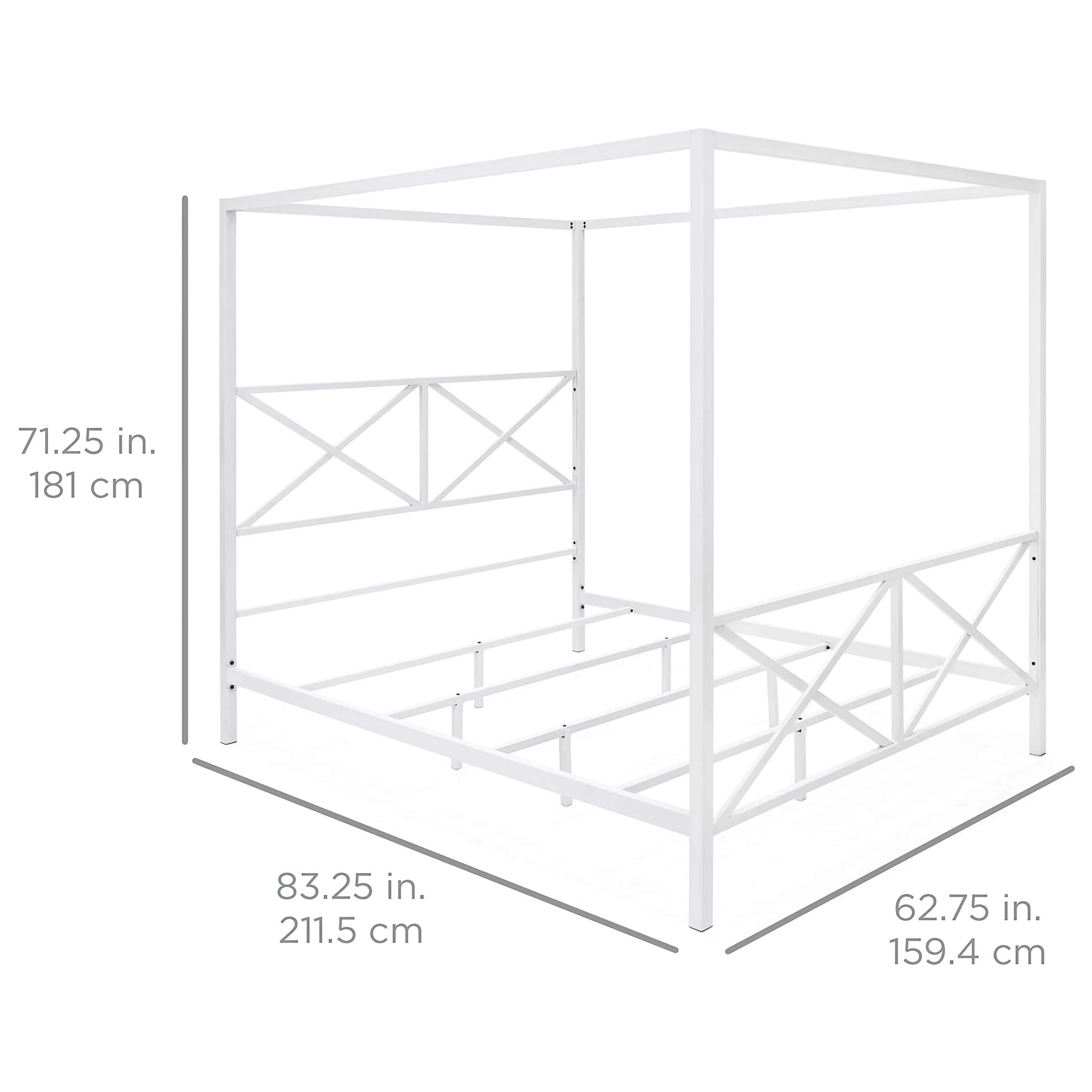 Modern Metal 4 Post Canopy Queen Bed Frame