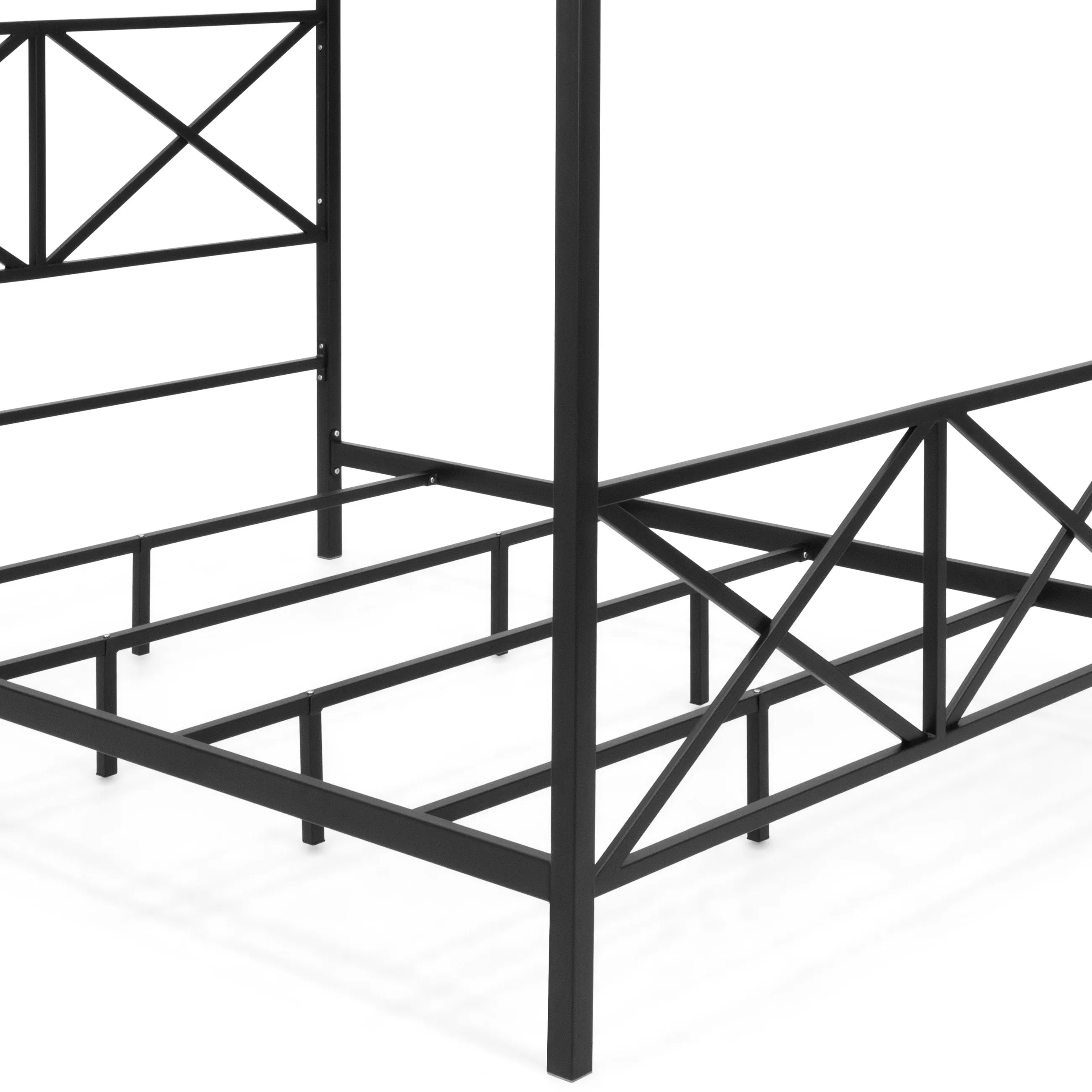 Modern Metal 4 Post Canopy Queen Bed Frame