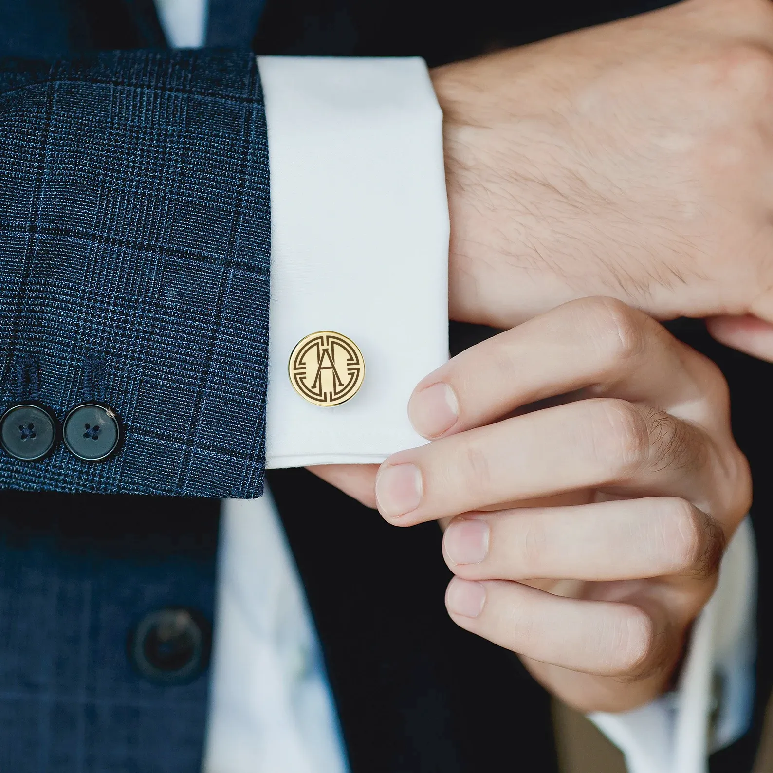 Modern Monogram Gold Cufflinks