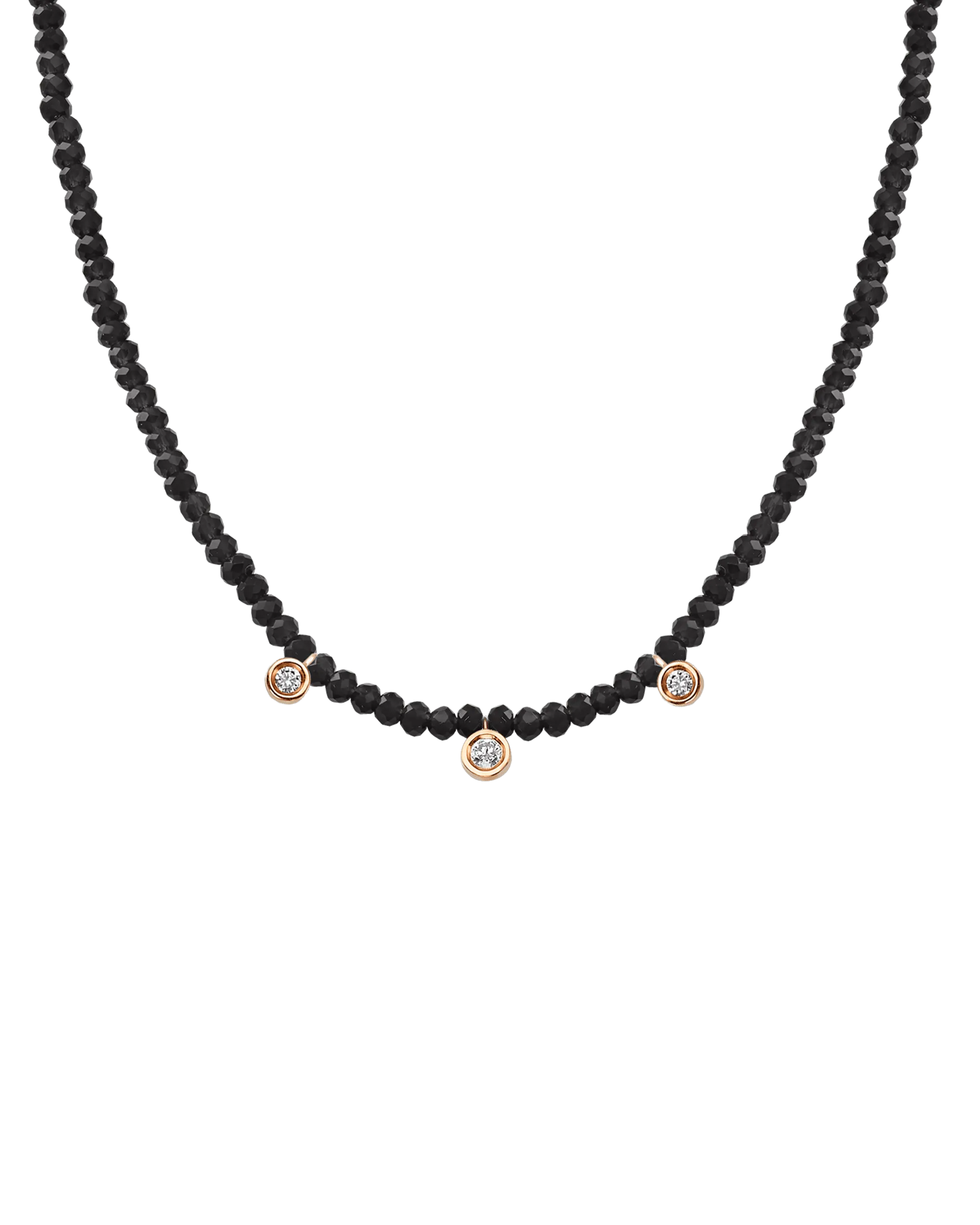 Moonstone Gemstone & Three diamonds Necklace - 14K White Gold