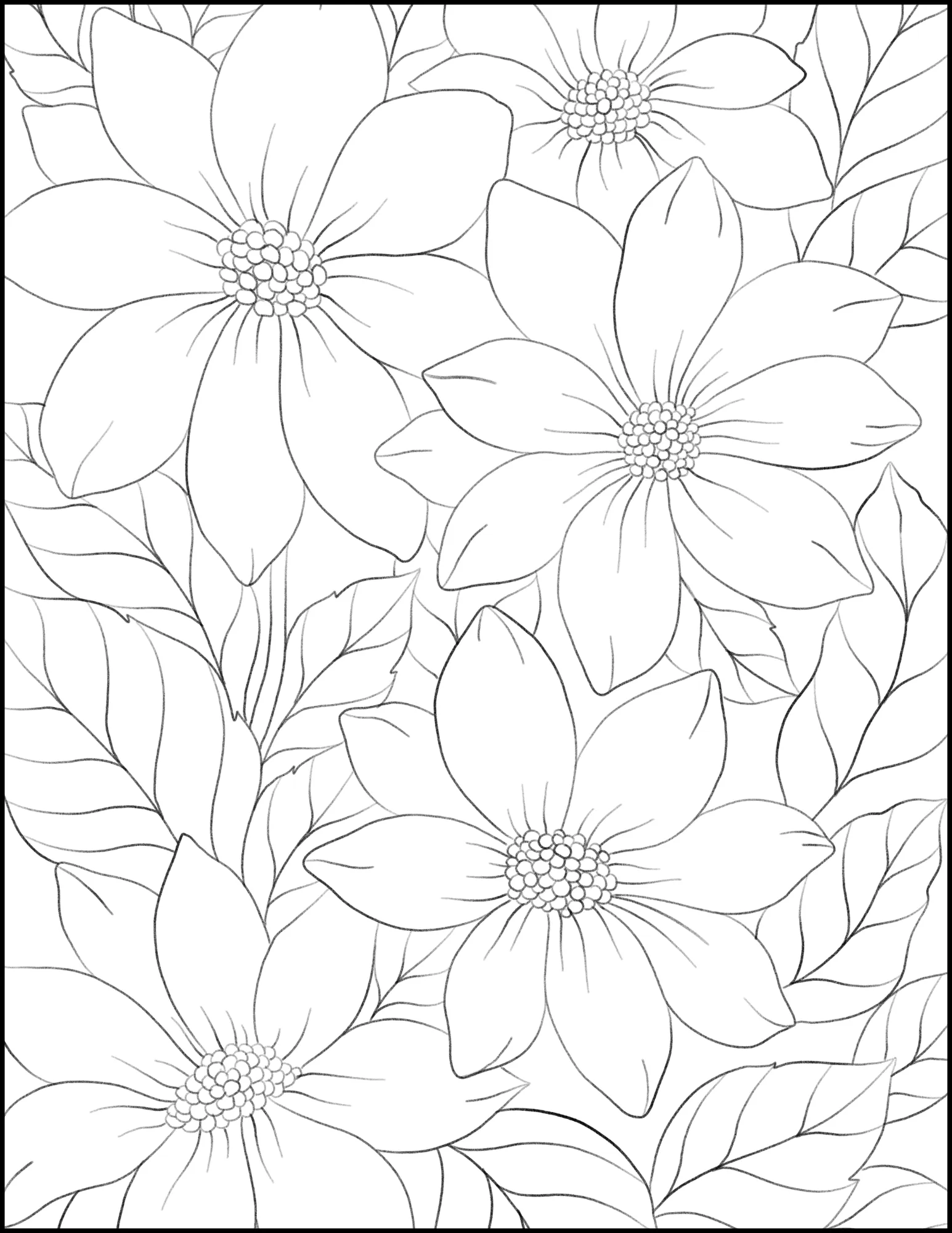 Multi Book: Flowers, Animals, and Home Interior Designs Printable Coloring Book