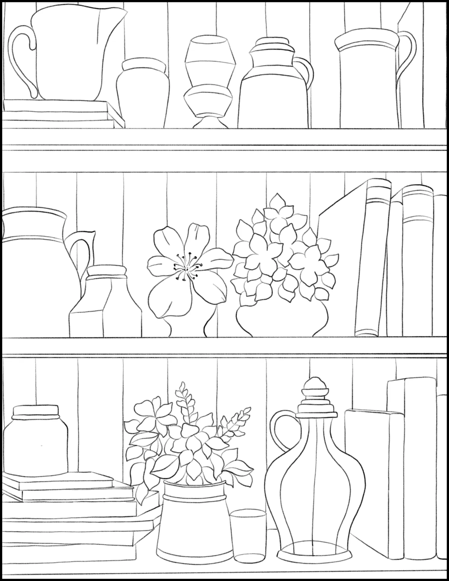 Multi Book: Flowers, Animals, and Home Interior Designs Printable Coloring Book