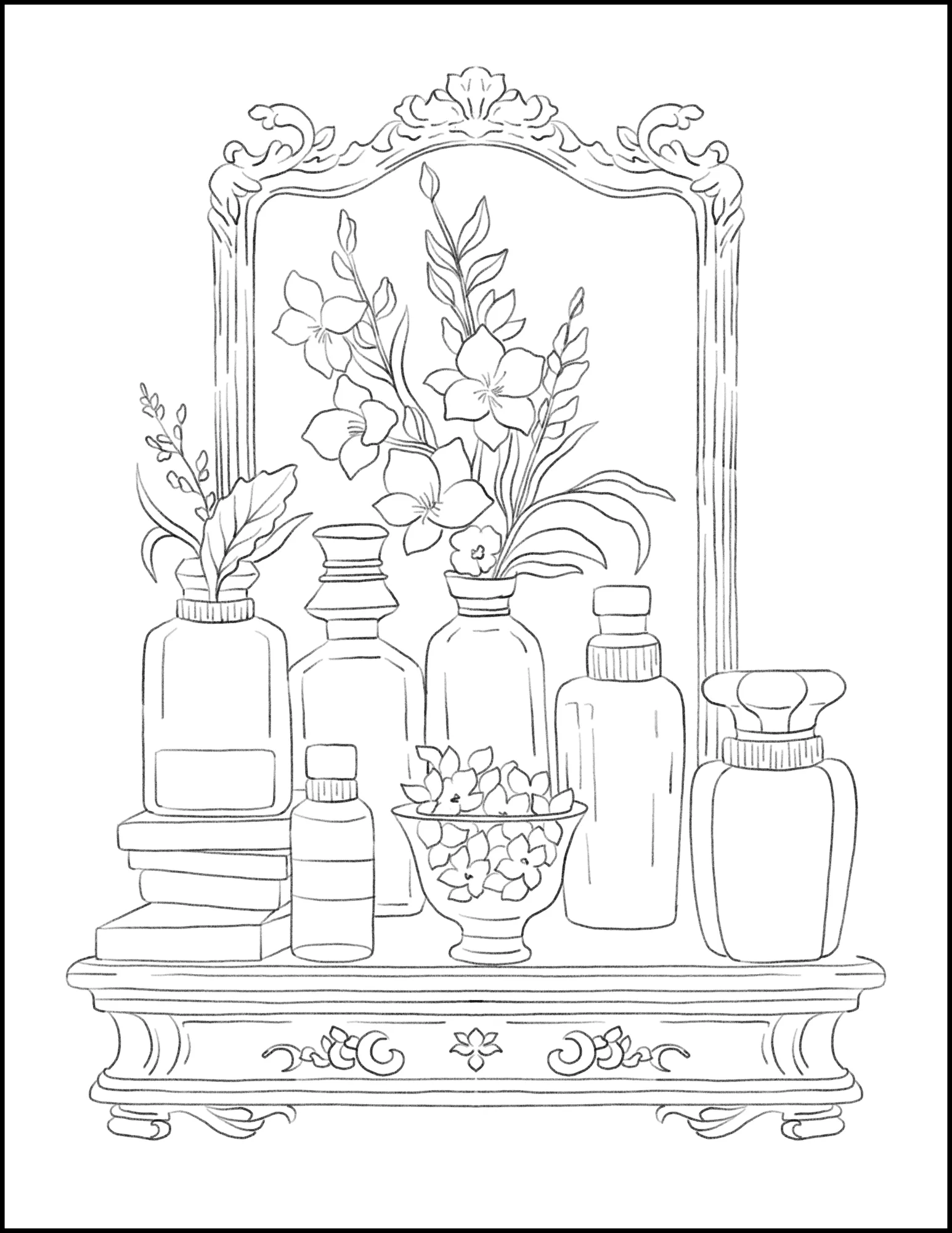 Multi Book: Flowers, Animals, and Home Interior Designs Printable Coloring Book