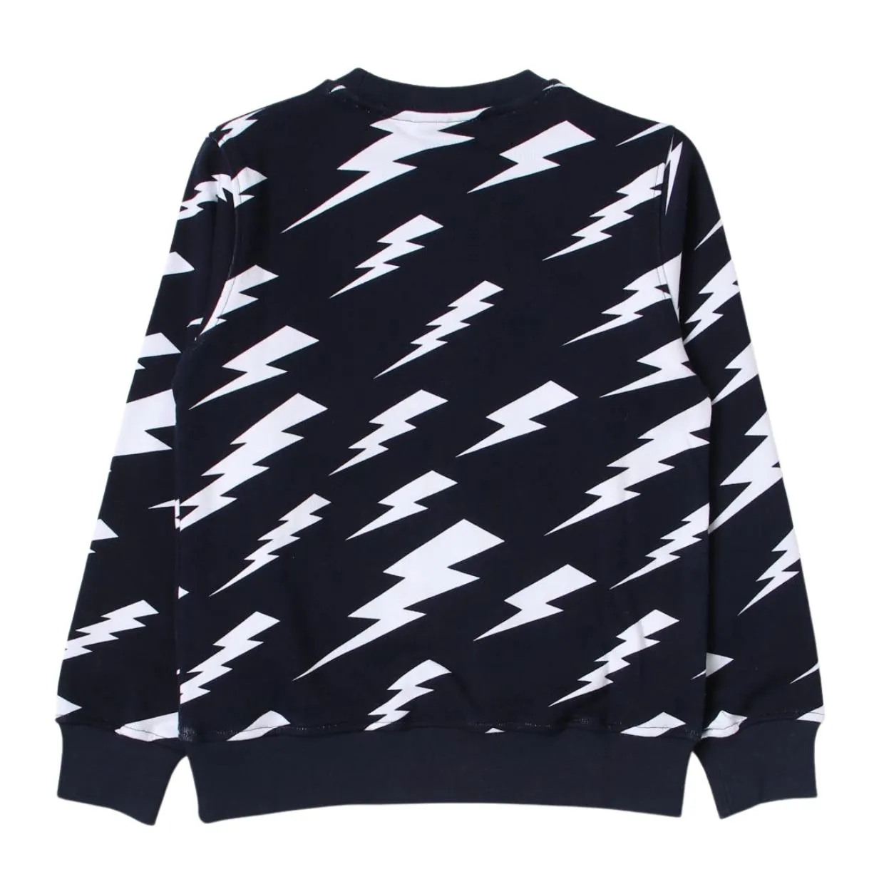 Neil Barrett Kids Iconic Thunderbolt All-Over Logo Dark Blue Sweatshirt